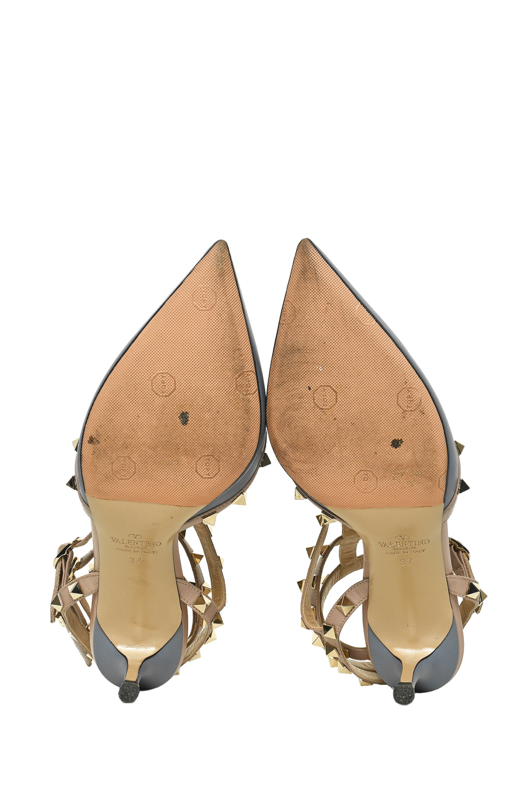 Valentino Size 37 Rockstud T-Strap Kitten Heel Pumps