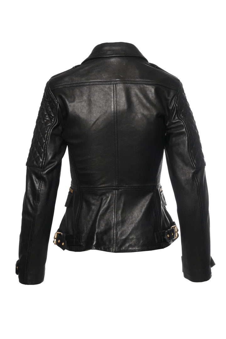 Burberry Brit Size 2 Lambskin Leather Biker Jacket