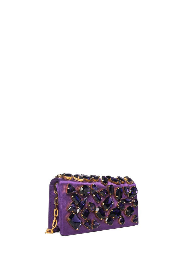 Prada Crystal Embellished Satin Clutch