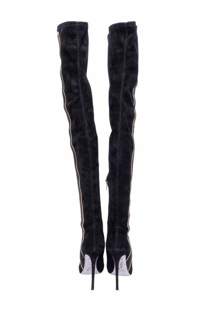 Rene Caovilla Size 36 Crystal Embellished Over-The-Knee Boots