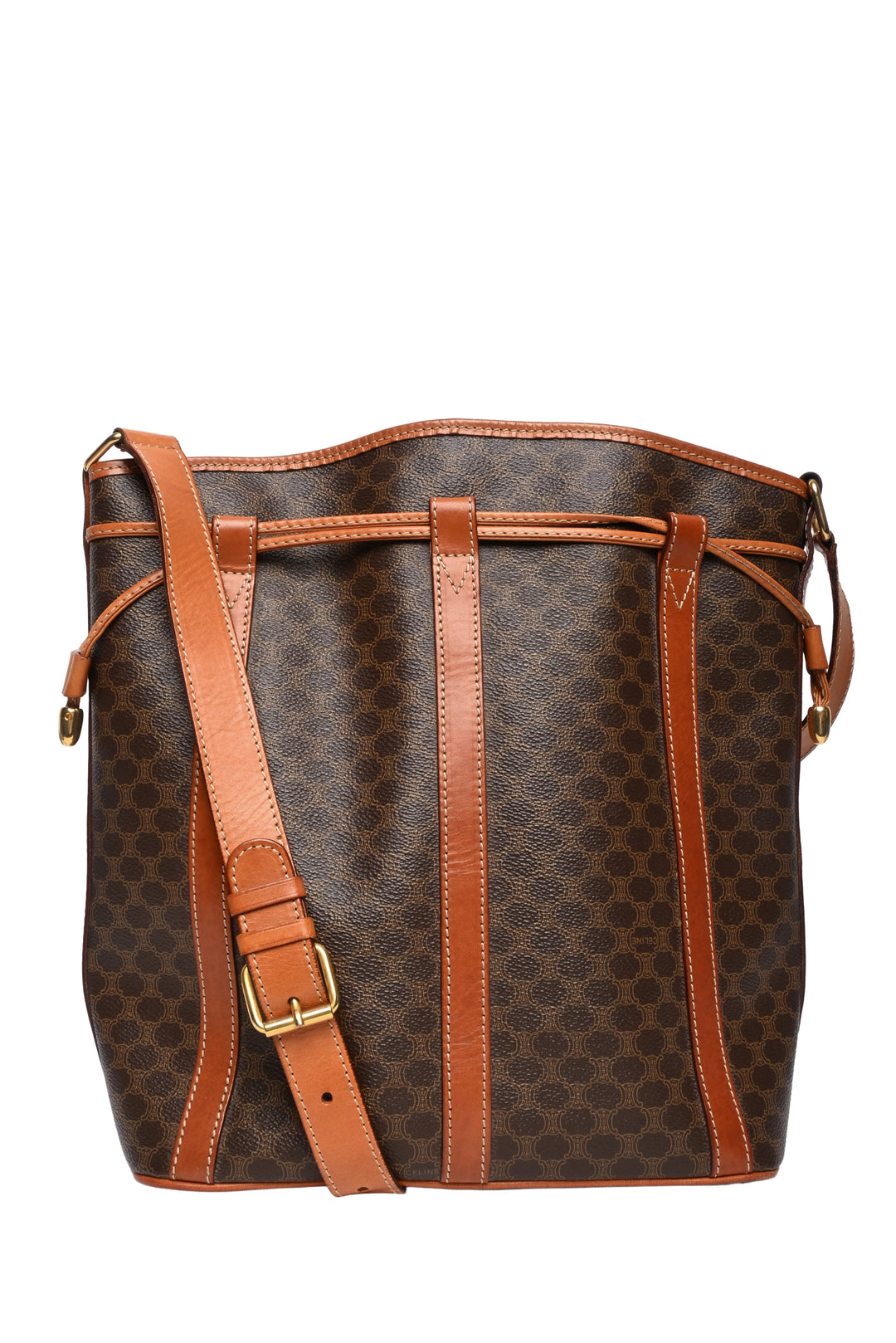 Celine Vintage Macadam PVC Drawstring Shoulder Bag