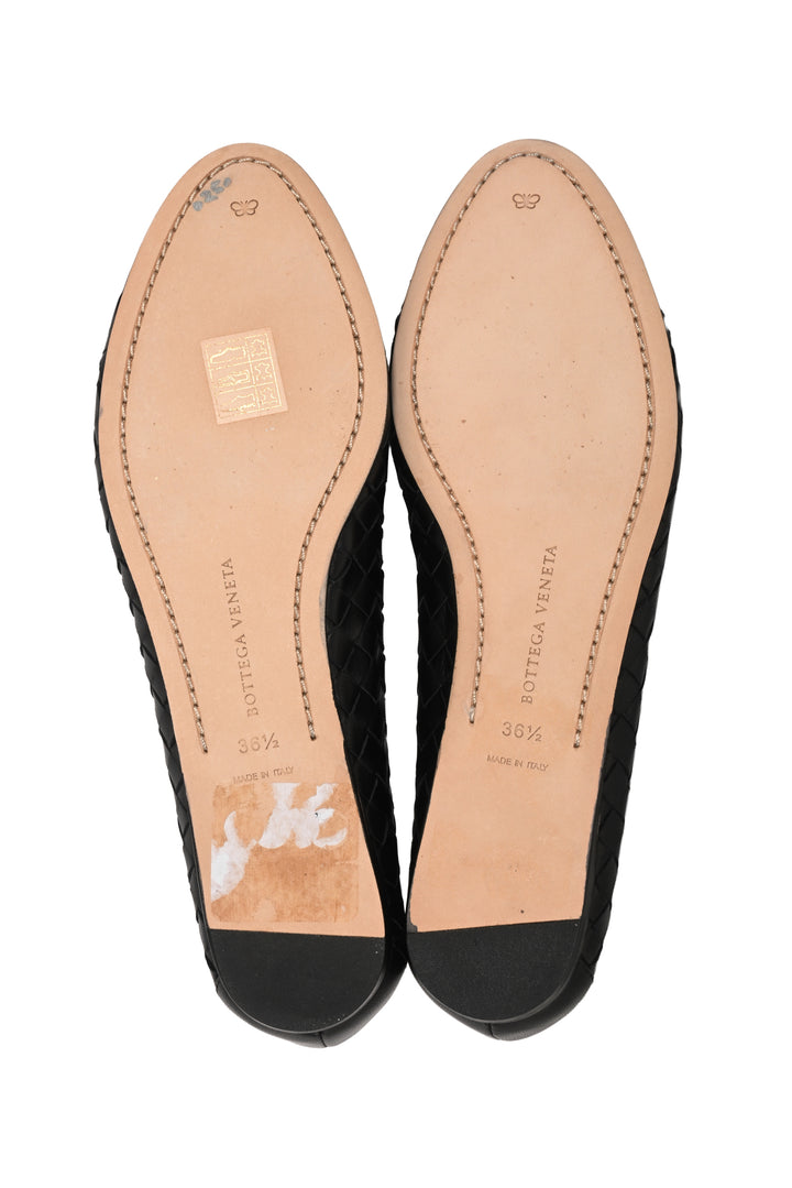 Bottega Veneta Size 36.5 Intrecciato Leather Ballet Flats