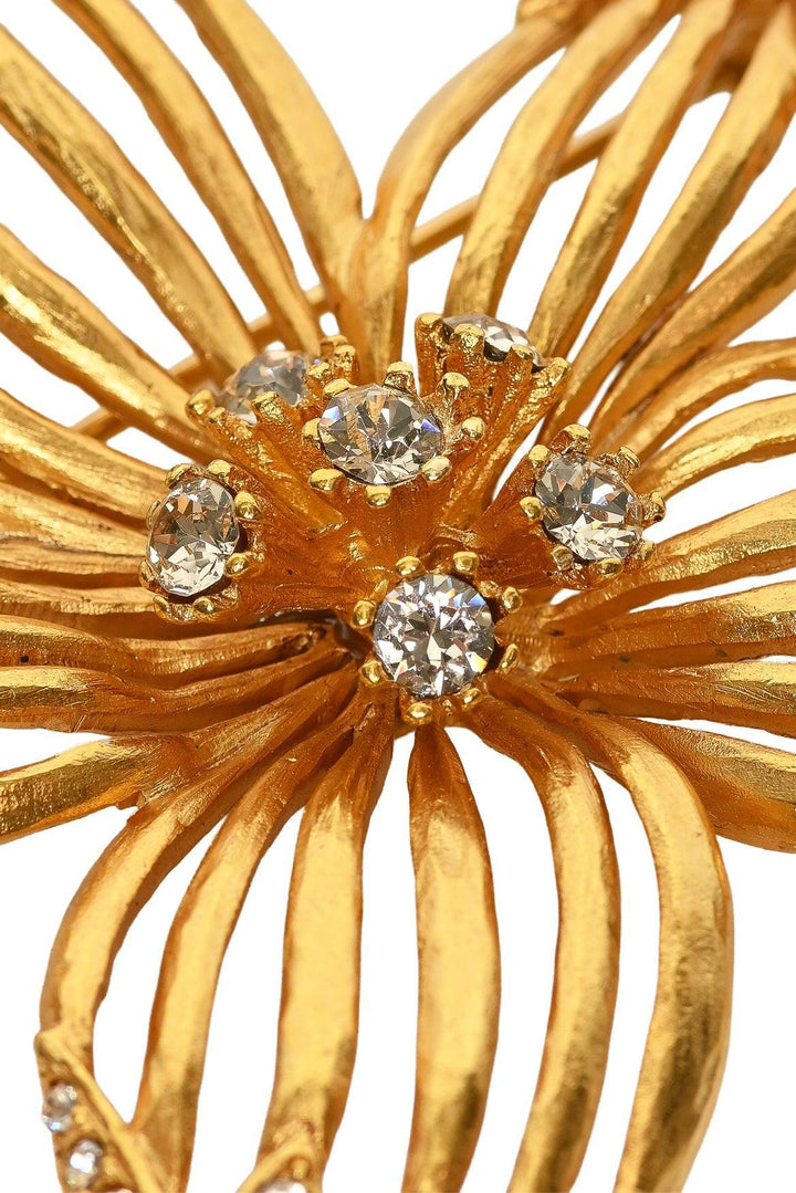 Oscar De La Renta Crystal Flower Brooch