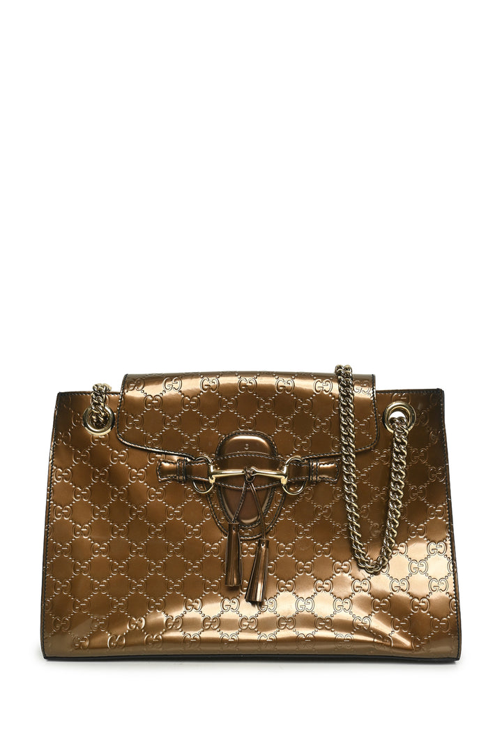 Gucci Guccissima Patent Emily Chain Shoulder Bag