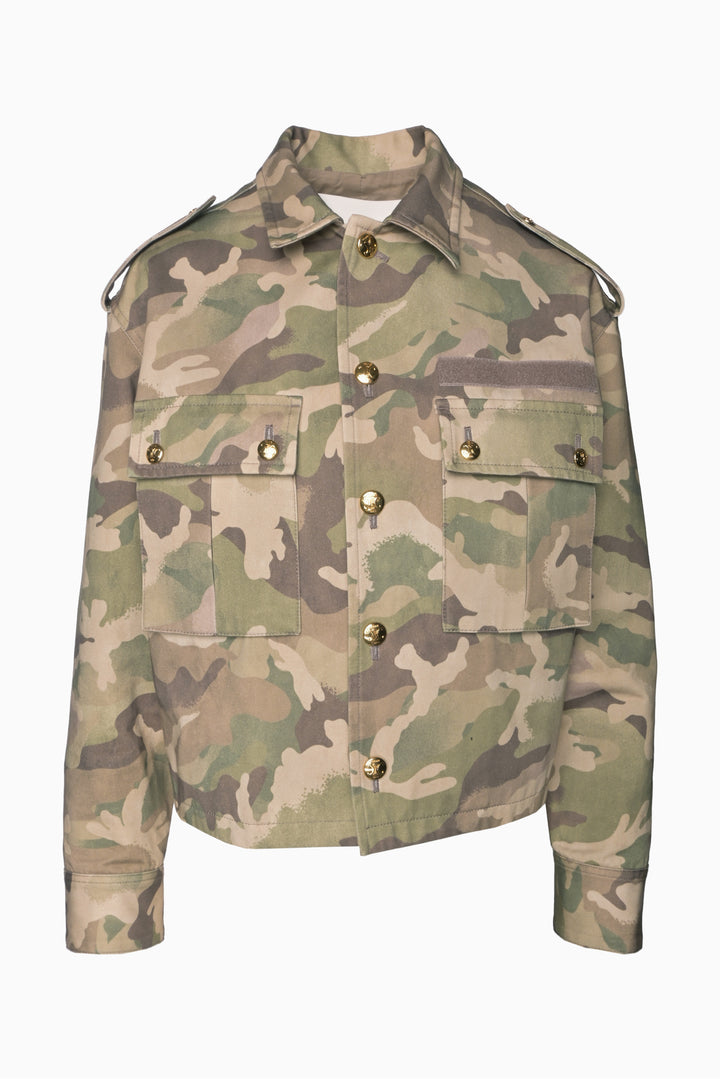 Celine Size 2 Camouflage Print Utility Jacket
