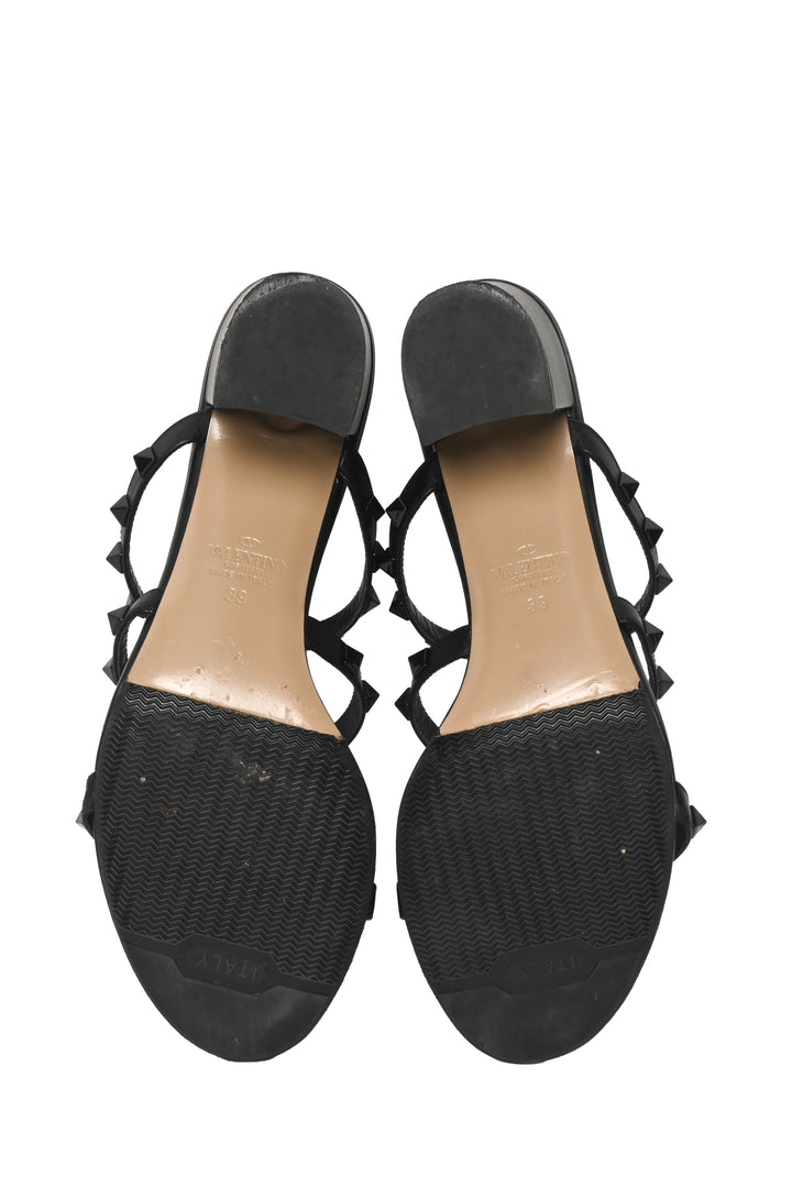 Valentino Size 39 Rockstud Calfskin Leather Slide Sandals