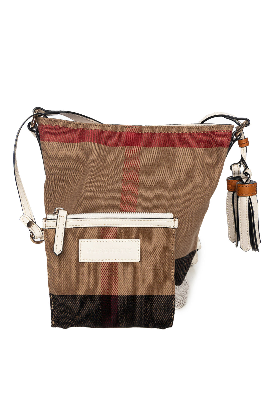 Burberry Canvas Novacheck Mini Ashby Bucket Bag Crossbody