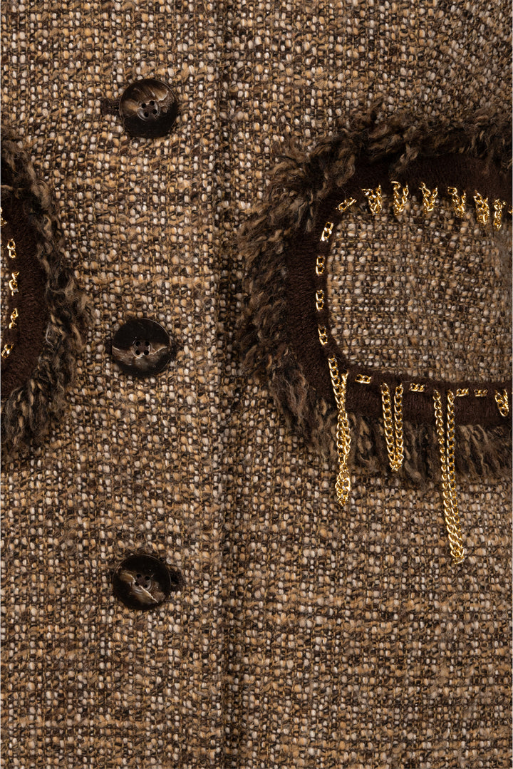 Ports 1961 Size 6 Chainlink Detail Wool Blend Tweed Coat