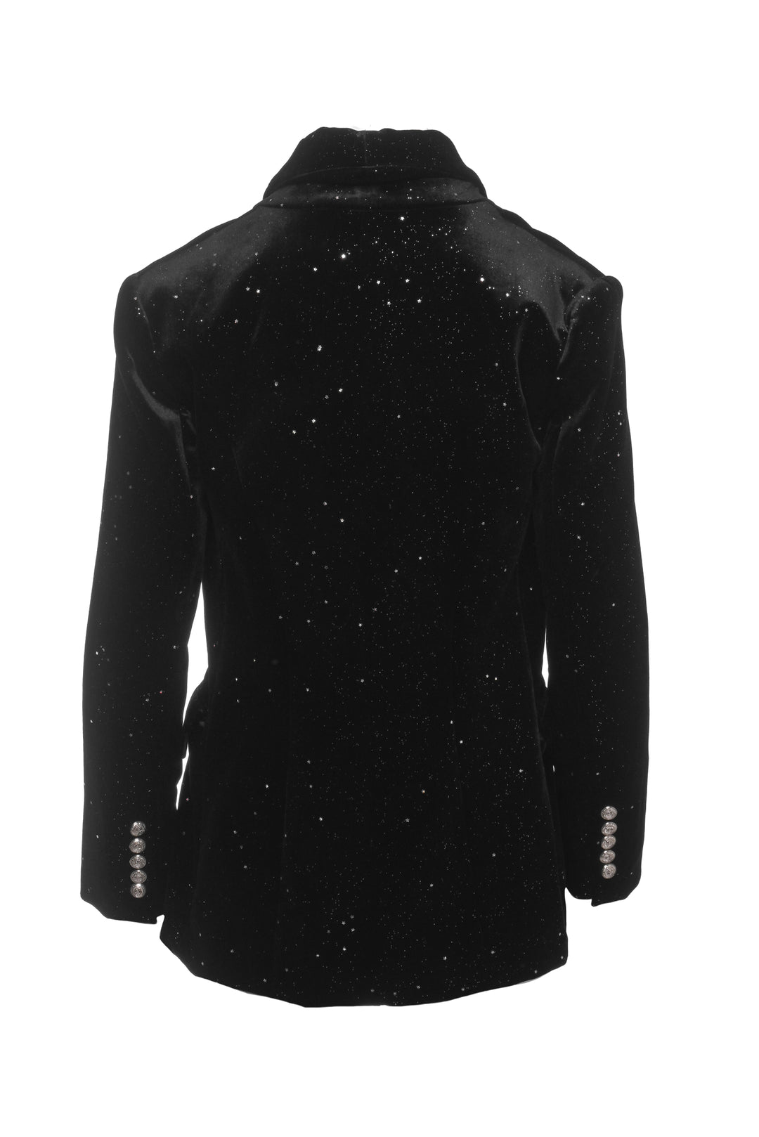 Balmain Size 36 Glittered Velvet Double Breasted Blazer