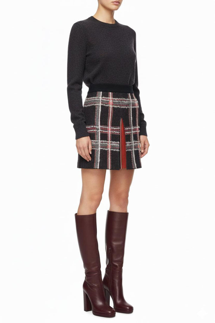 Thom Browne Size 36 Hairline Madras Check Jacquard Mini Skirt