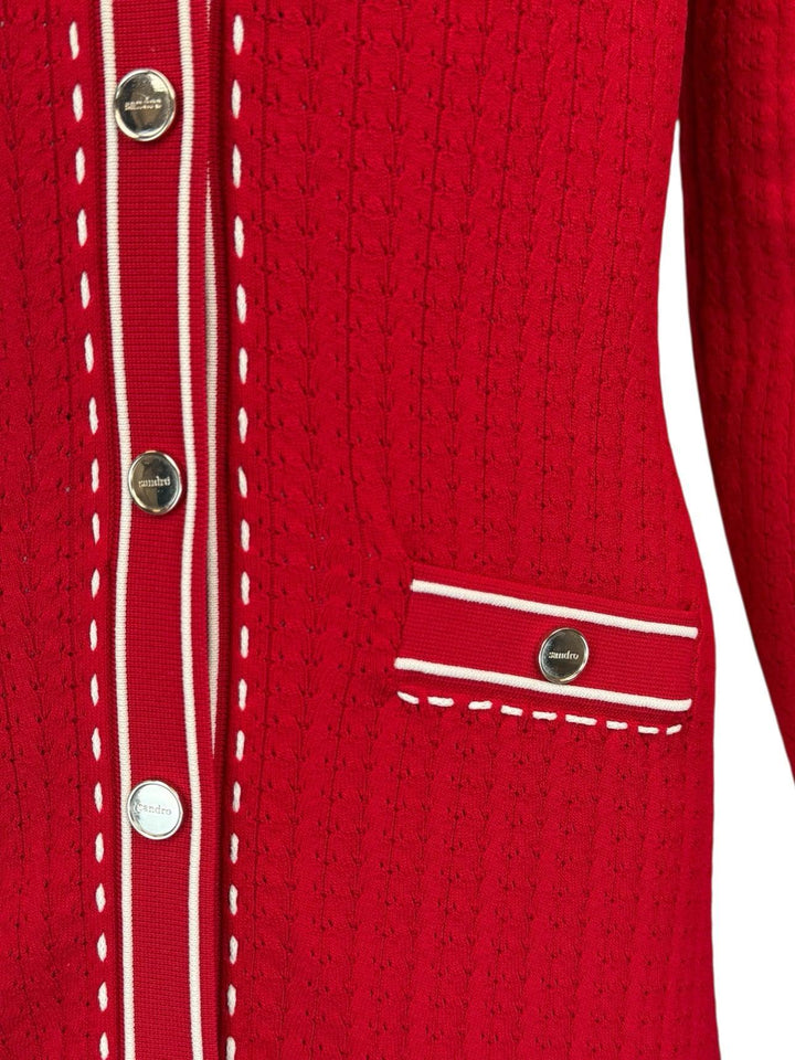 Sandro Size 38 Esmeralda Pickstitch Long Sleeve Knit Dress