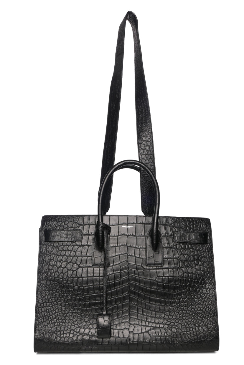 Saint Laurent 2017 Large Croc Embossed Sac De Jour Tote