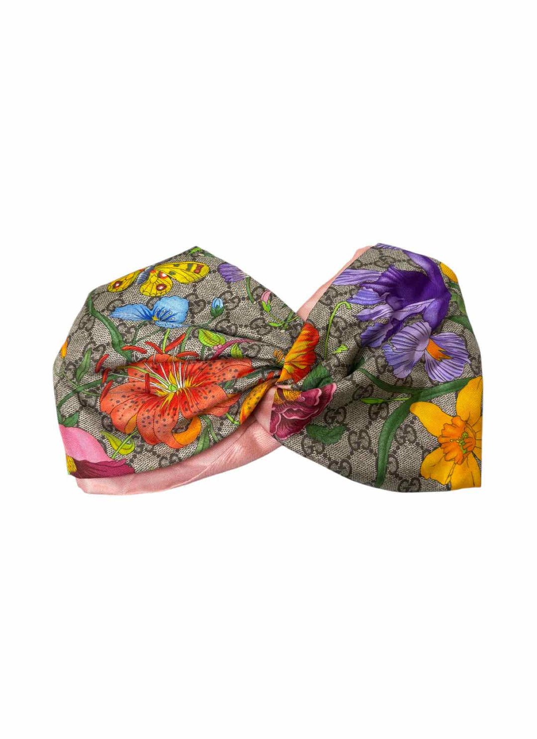 Gucci Size Silk Monogram Flora Print Headband Scarf