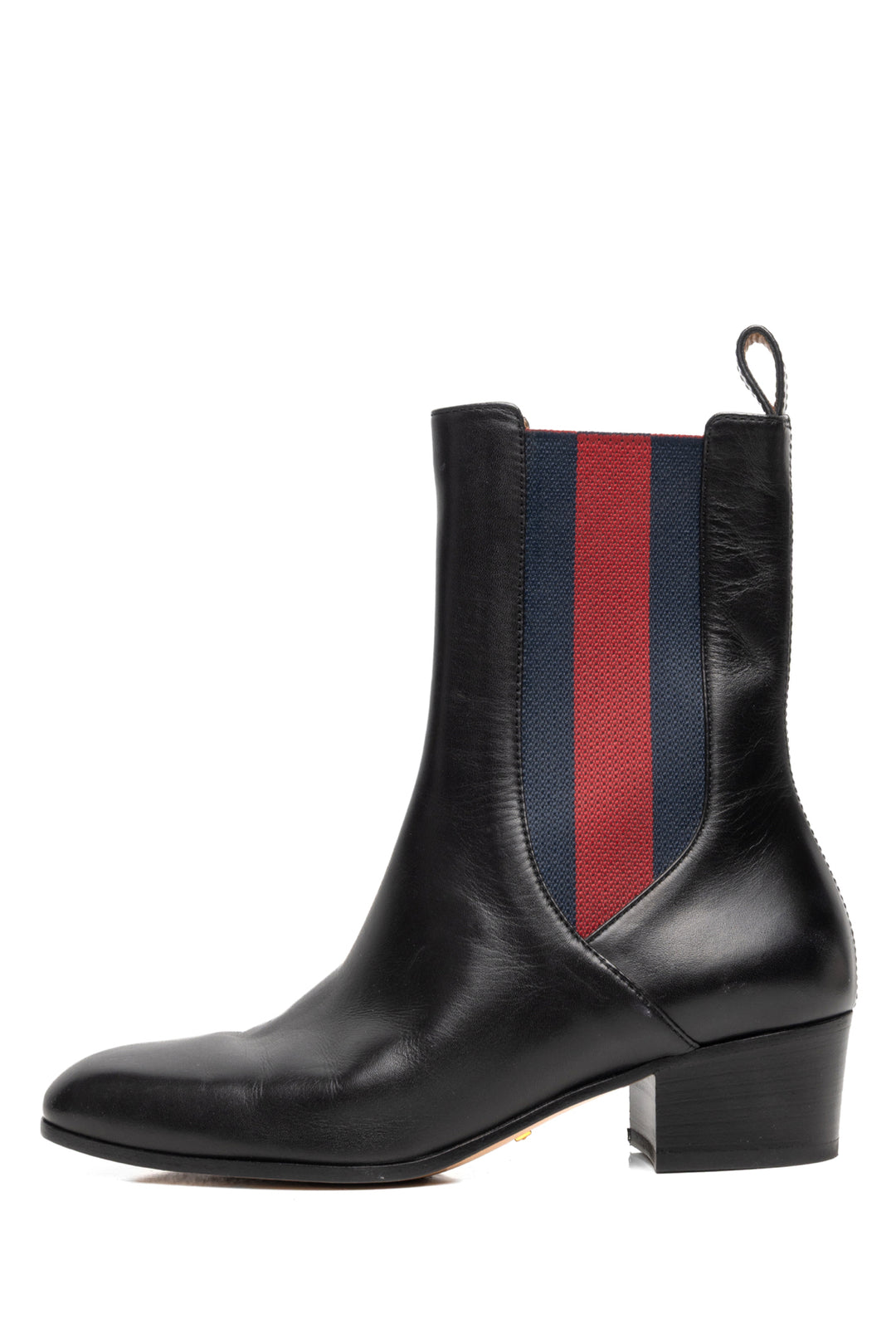 Gucci Size 35.5 Calfskin Web Karen Ankle Boots