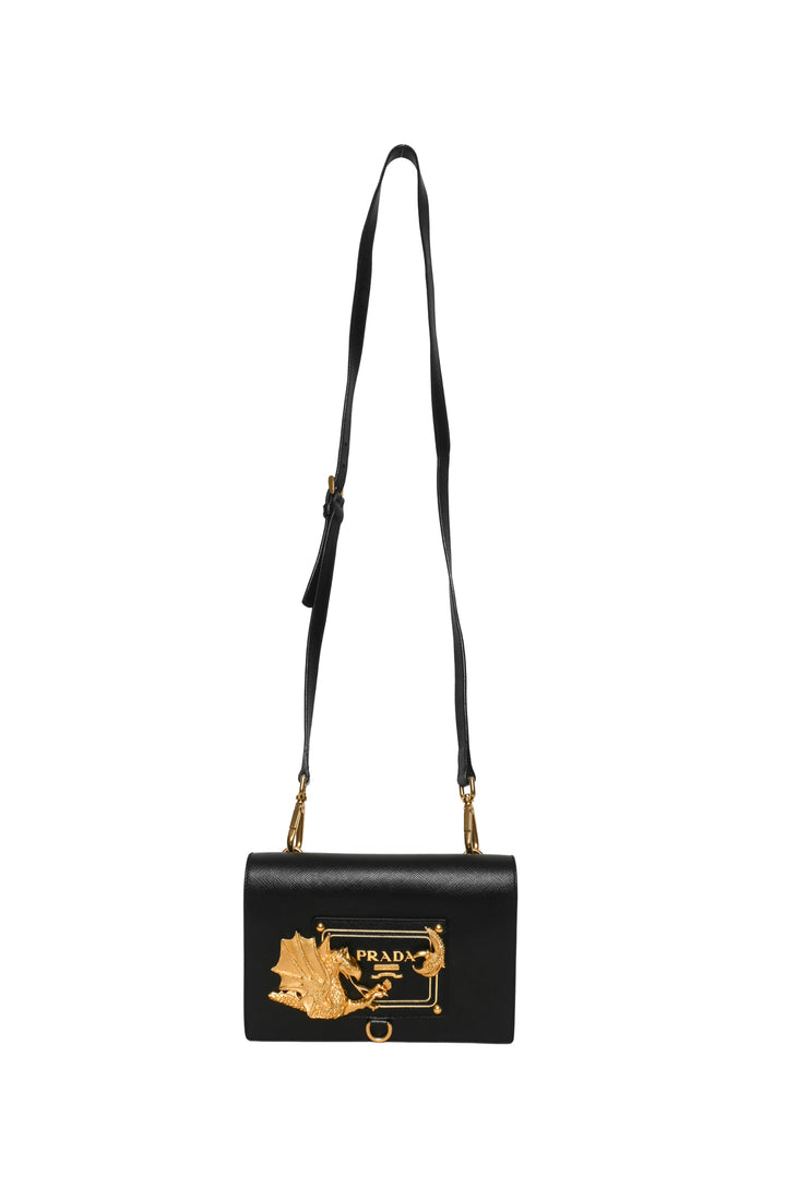 Prada Saffiano Leather Animalier Cahier Dragon Crossbody