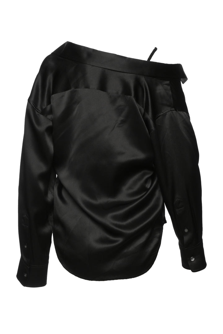 T Alexander Wang Size XS Silk Charmeuse Off-The-Shoulder Shirt