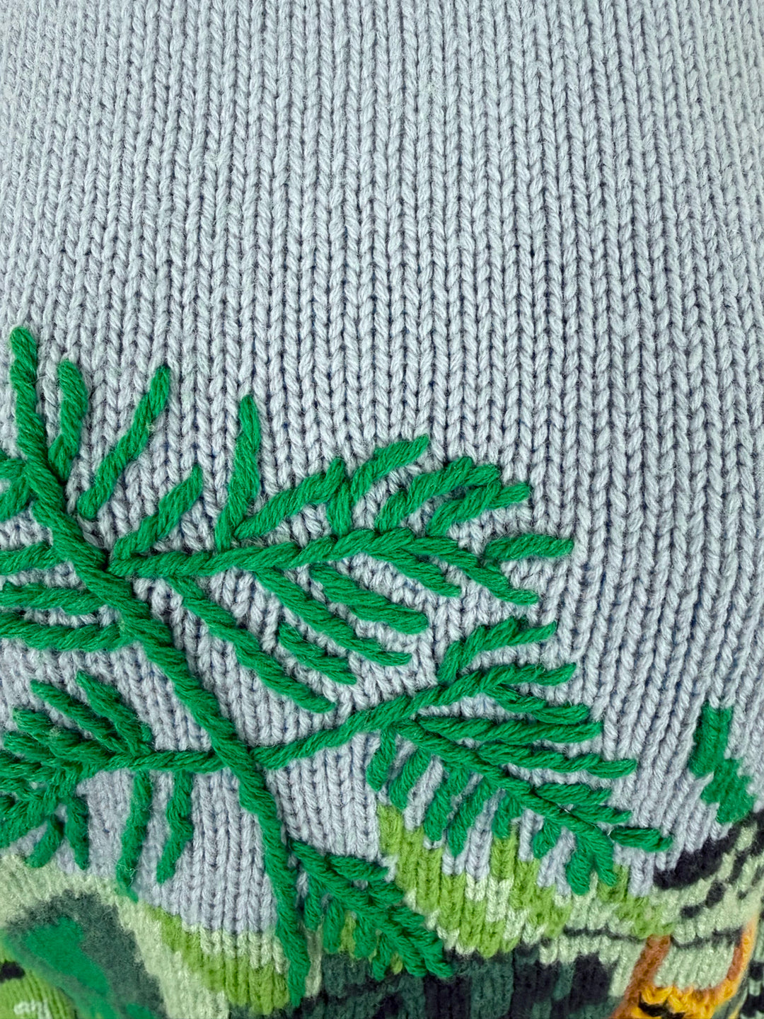 Kenzo Size L Hand Embroidered Rousseau Cropped Sweater