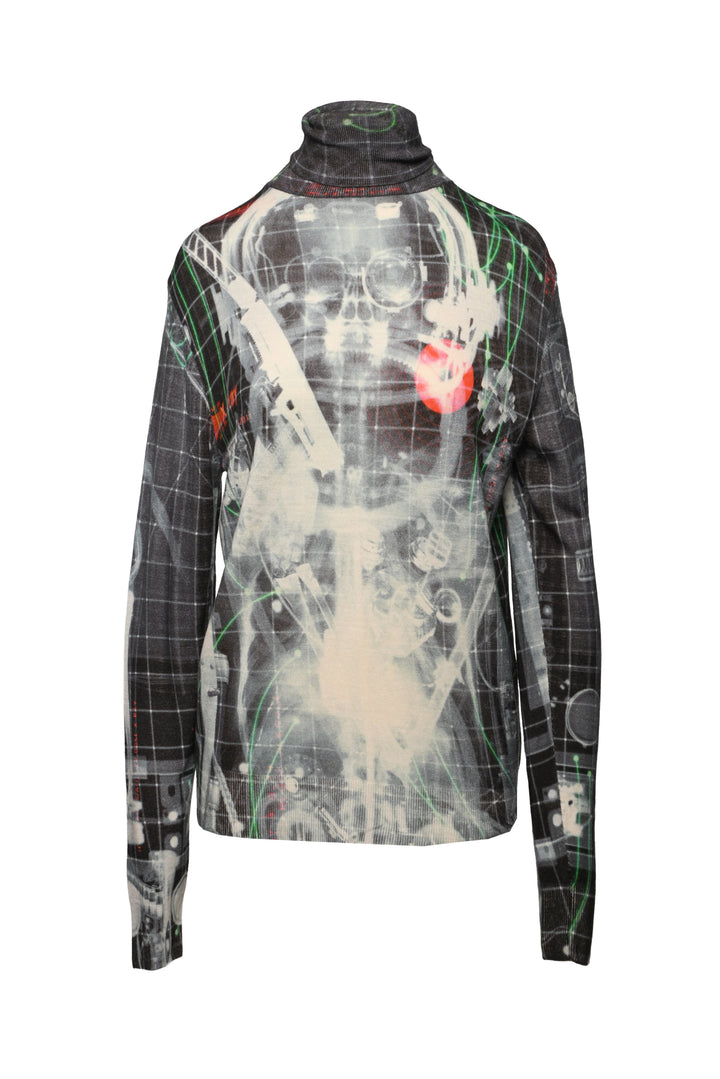 Jean Paul Gaultier Monsieur Size M X-Ray Graphic Print Turtleneck Sweater