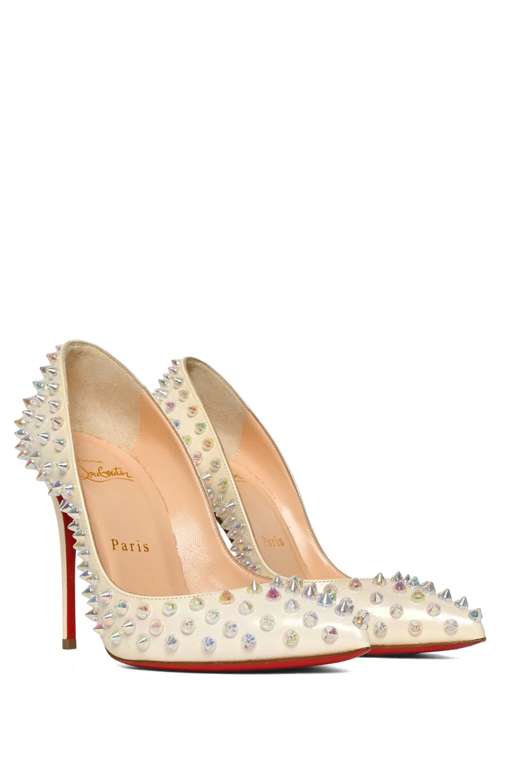 Christian Louboutin Size 35 Patent Leather Iridescent Spike 100 Pumps