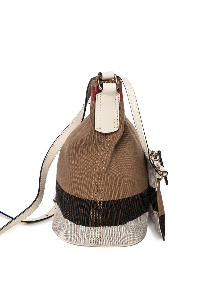 Burberry Canvas Novacheck Mini Ashby Bucket Bag Crossbody