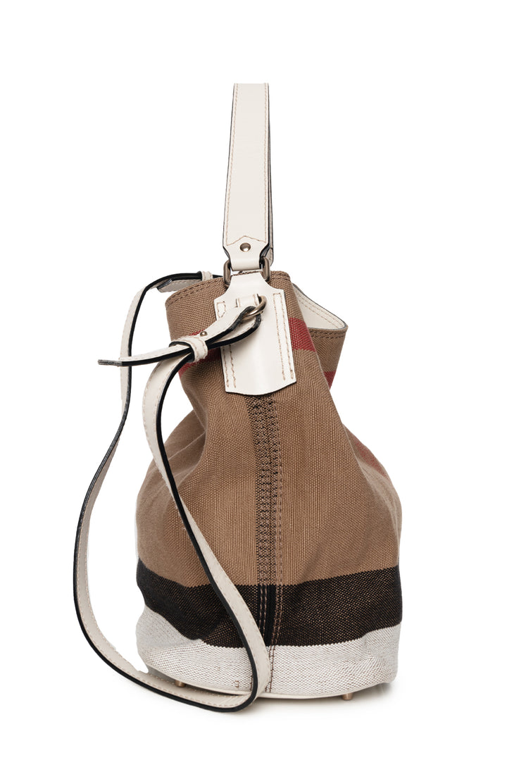 Burberry Canvas Novacheck Ashby Bucket Bag Shoulder Bag