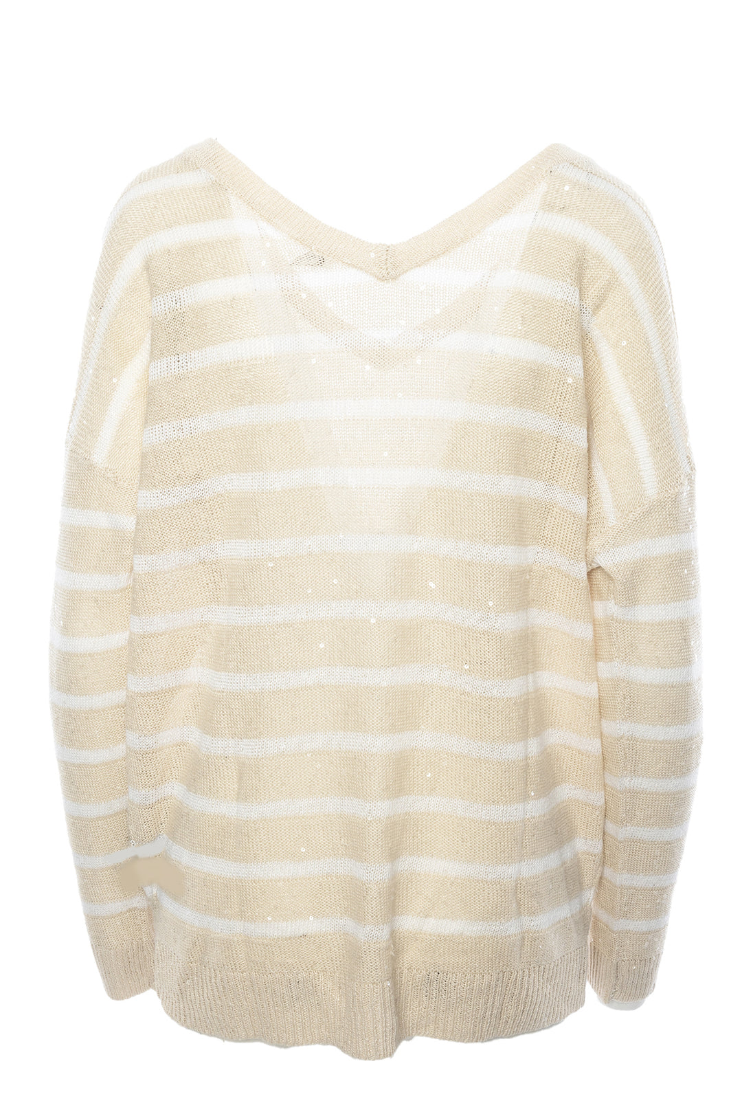 Brunello Cucinelli Size L Striped Sequin Sweater