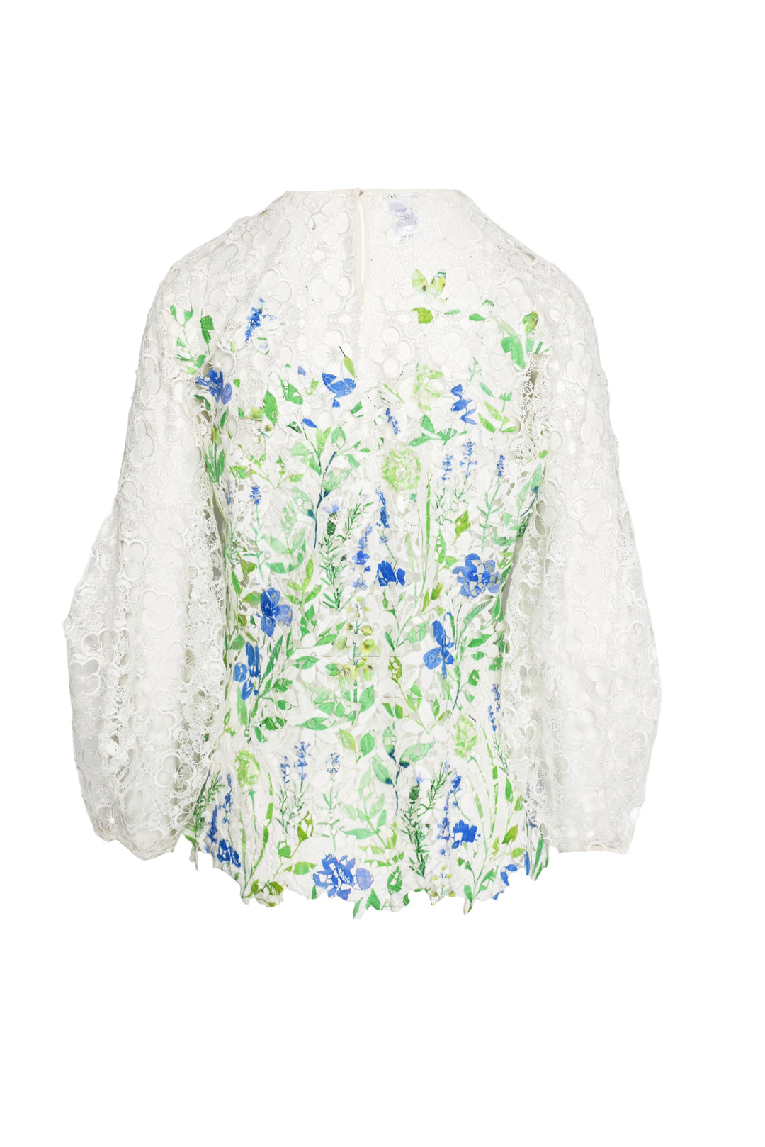 Oscar De La Renta Size 10 Floral Lace Sheer Tops