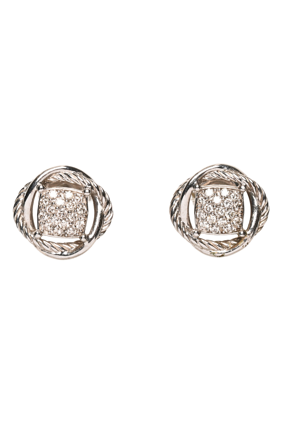 David Yurman Sterling Silver & Diamond Infinity Stud Earrings