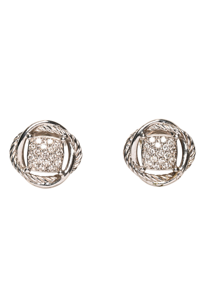David Yurman Sterling Silver & Diamond Infinity Stud Earrings