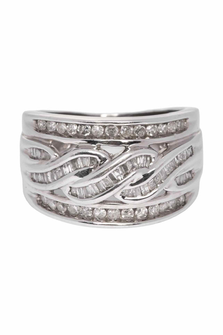 Peoples Size 4.5 10K White Gold Swirl Band Ring