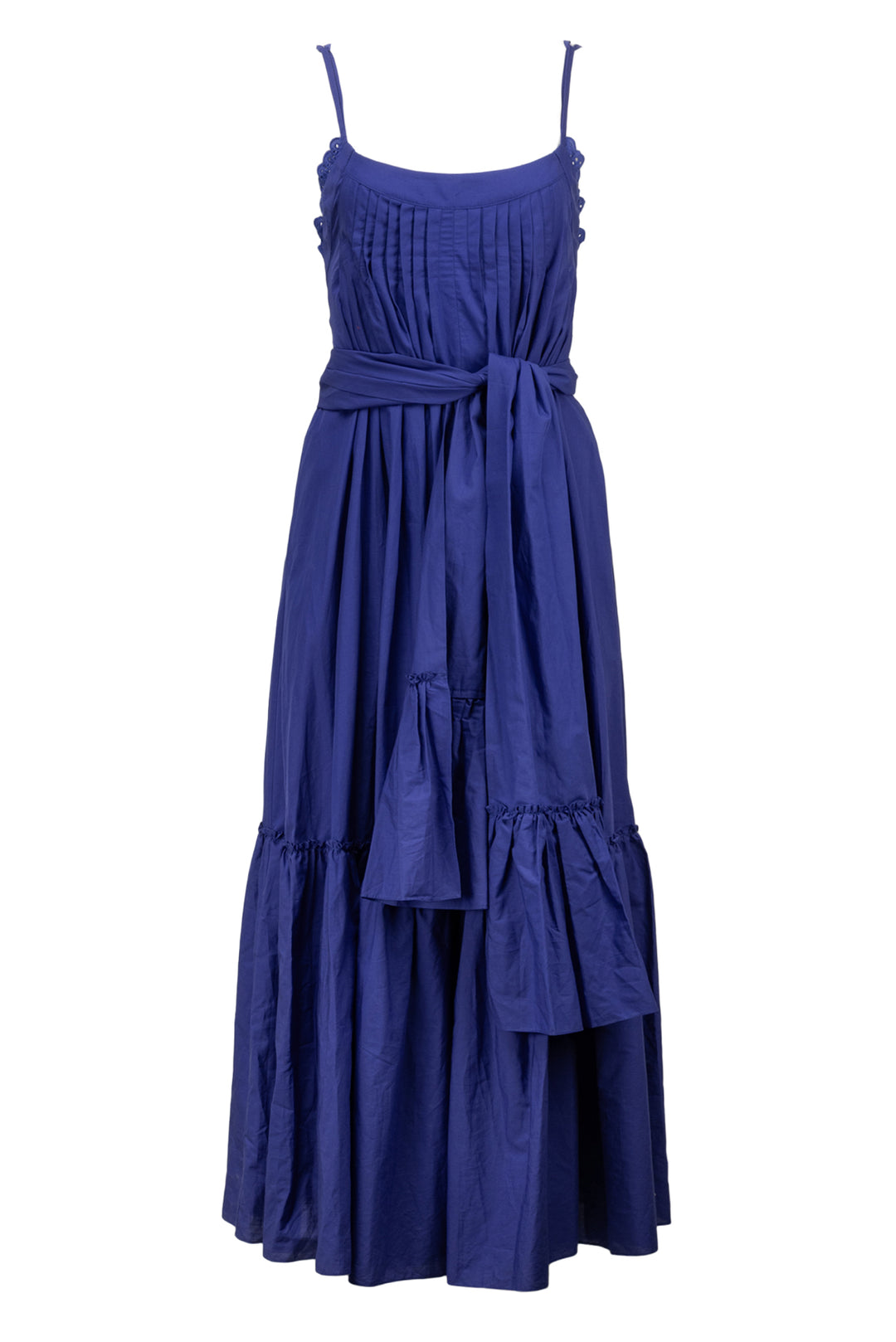 Three Graces Size 2 Ariadne Lace-Trimmed Low-Back Cotton Maxi Dress