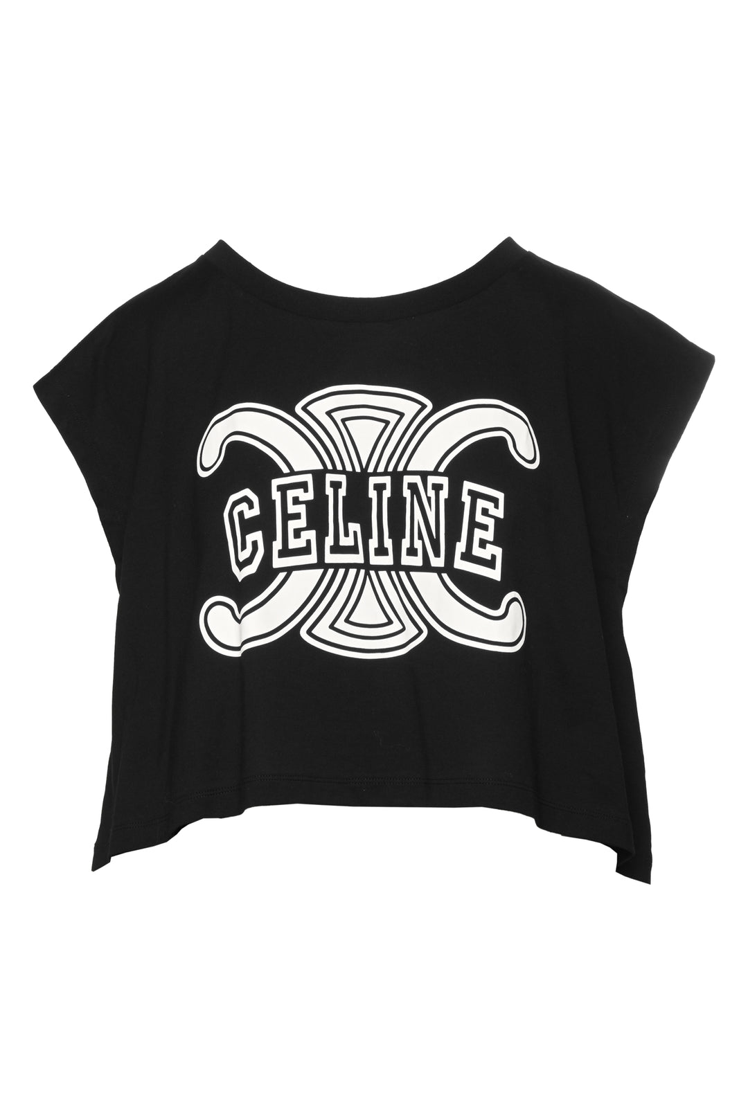 Celine Size M Triomphe Logo Cropped Sleeveless T-Shirt