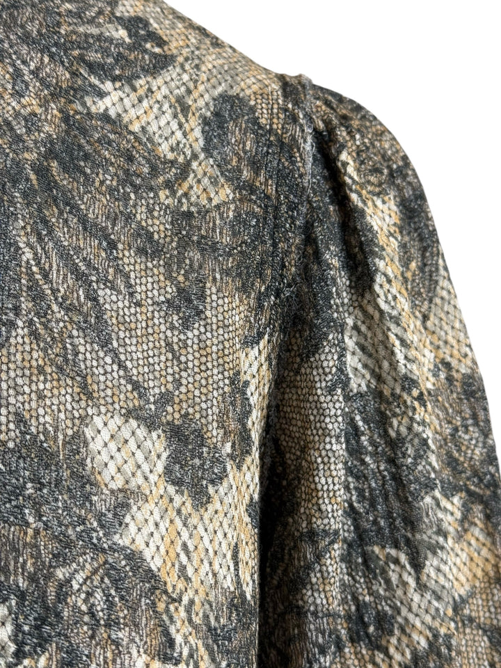 R13 Size S Long Sleeve Shredded Relaxed Midi Dress