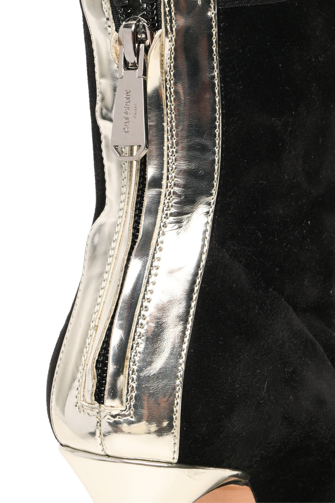 Balmain Size 39 Blair Metallic Pointy Toe Booties