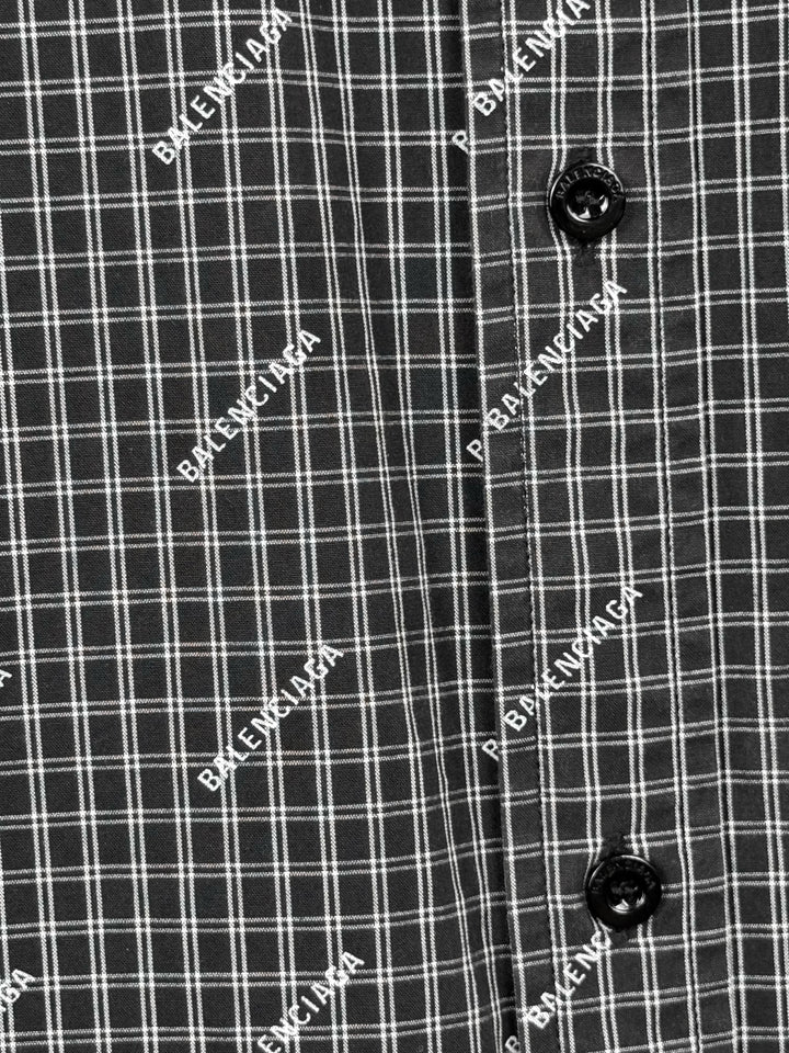 Balenciaga Size 39 Men's 2018 Logo Check Shirt Short Sleeve