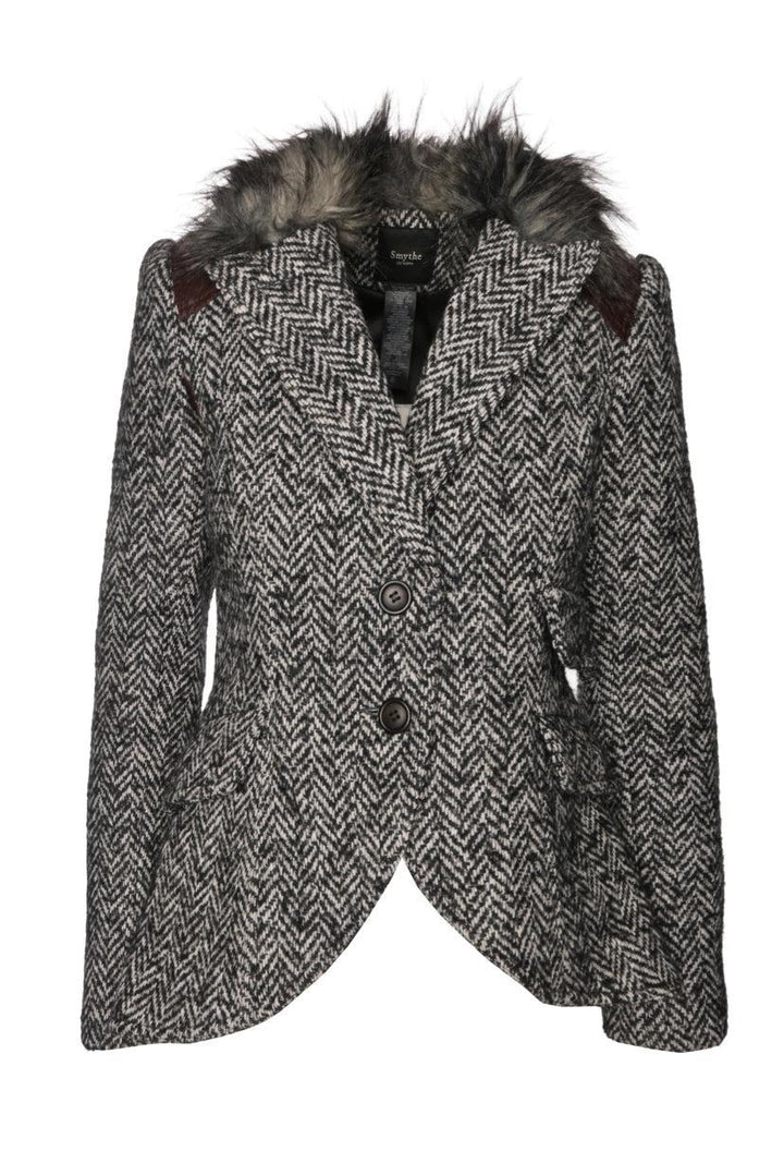 Smythe Size 6 Faux Fur Trimmed Blazer