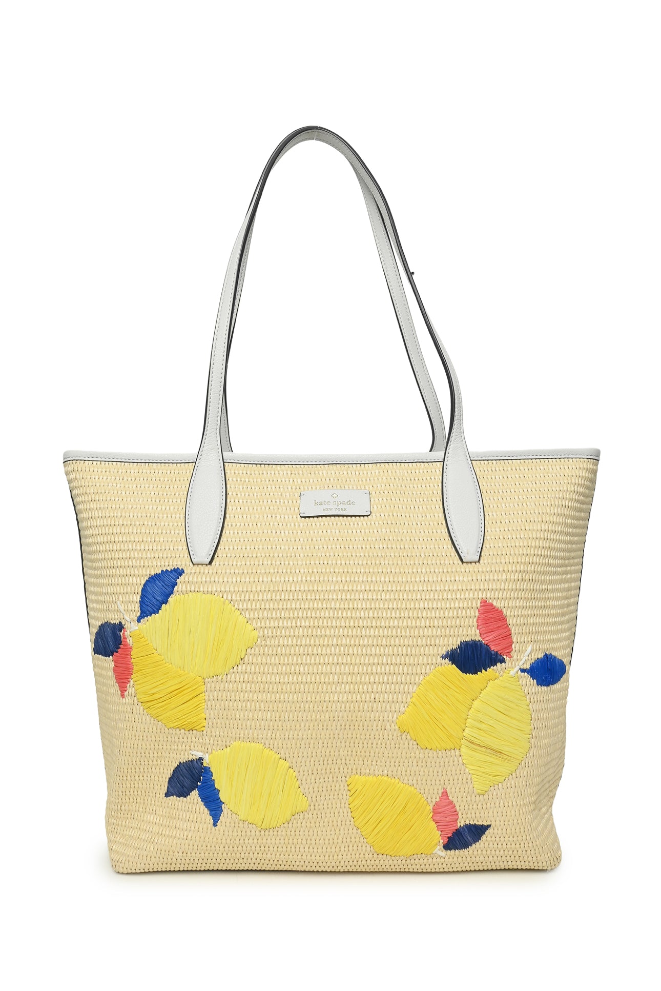 Kate Spade New York Ash Straw Lemon Zest Large Tote - Luxury Used
