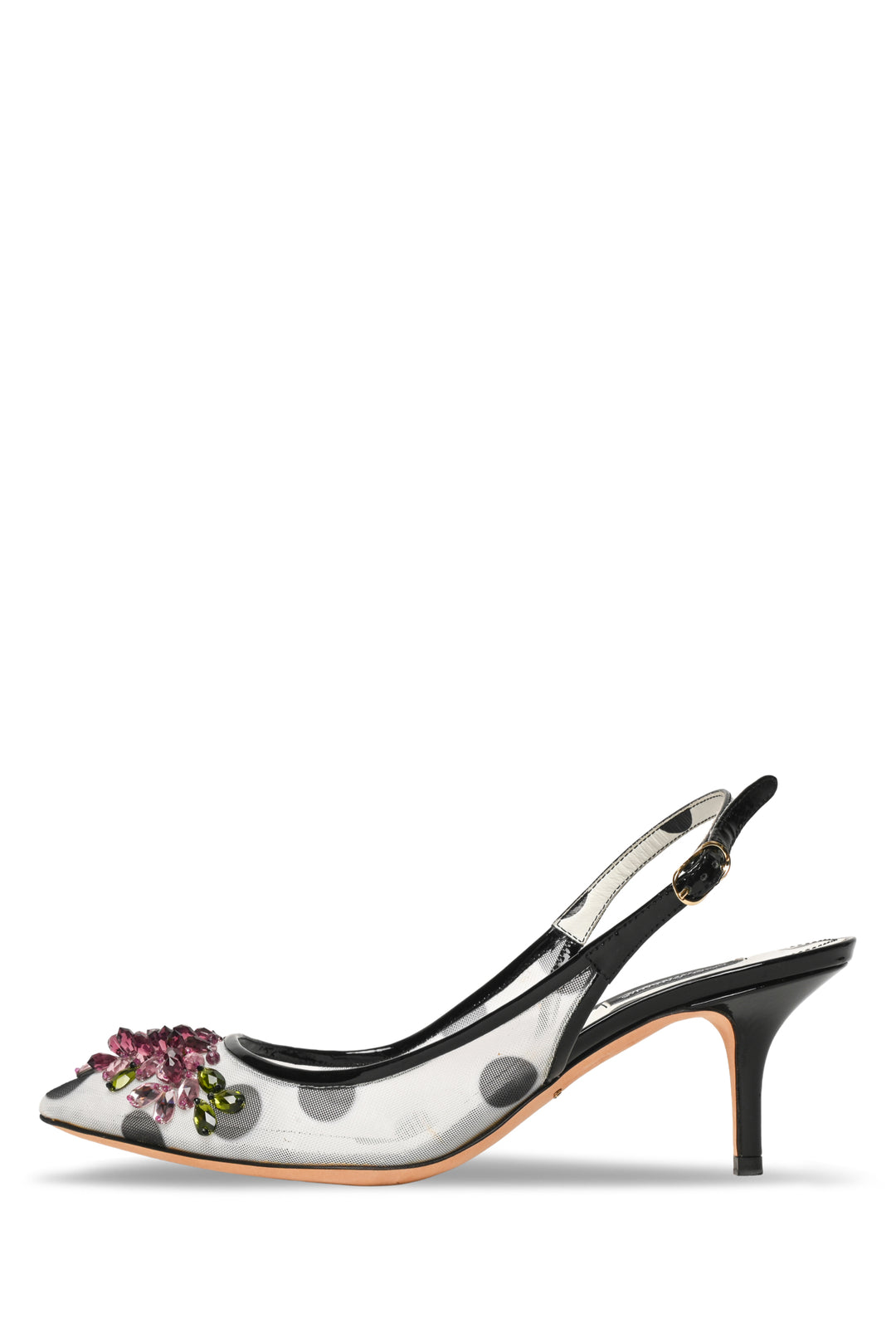 Dolce & Gabbana Size 39 Polka Dot & Crystal Embellished Slingback Pumps
