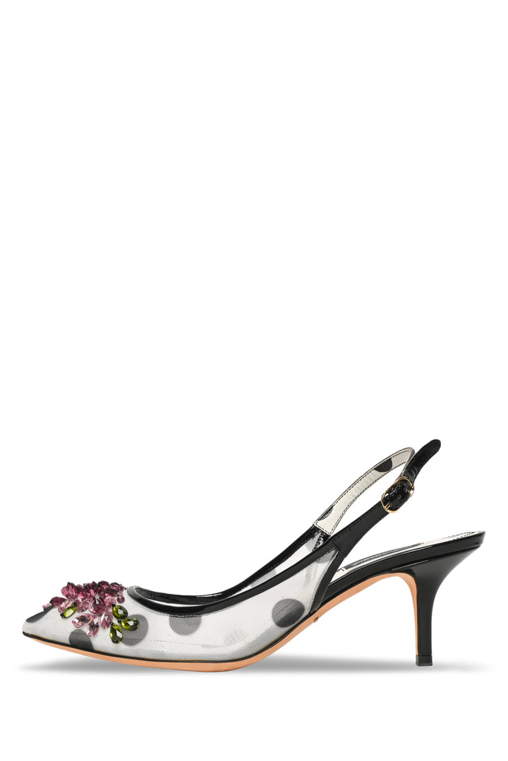 Dolce & Gabbana Size 39 Polka Dot & Crystal Embellished Slingback Pumps