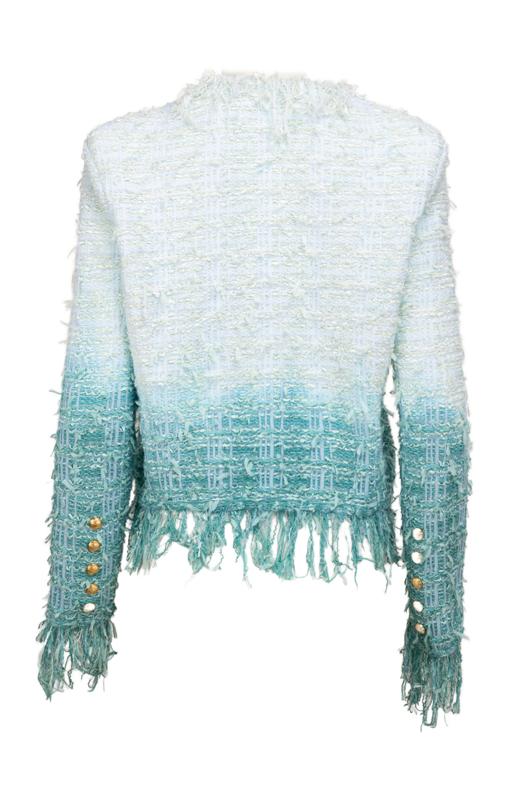 Balmain Size M/L Fringe Dip Dye Tweed Jacket