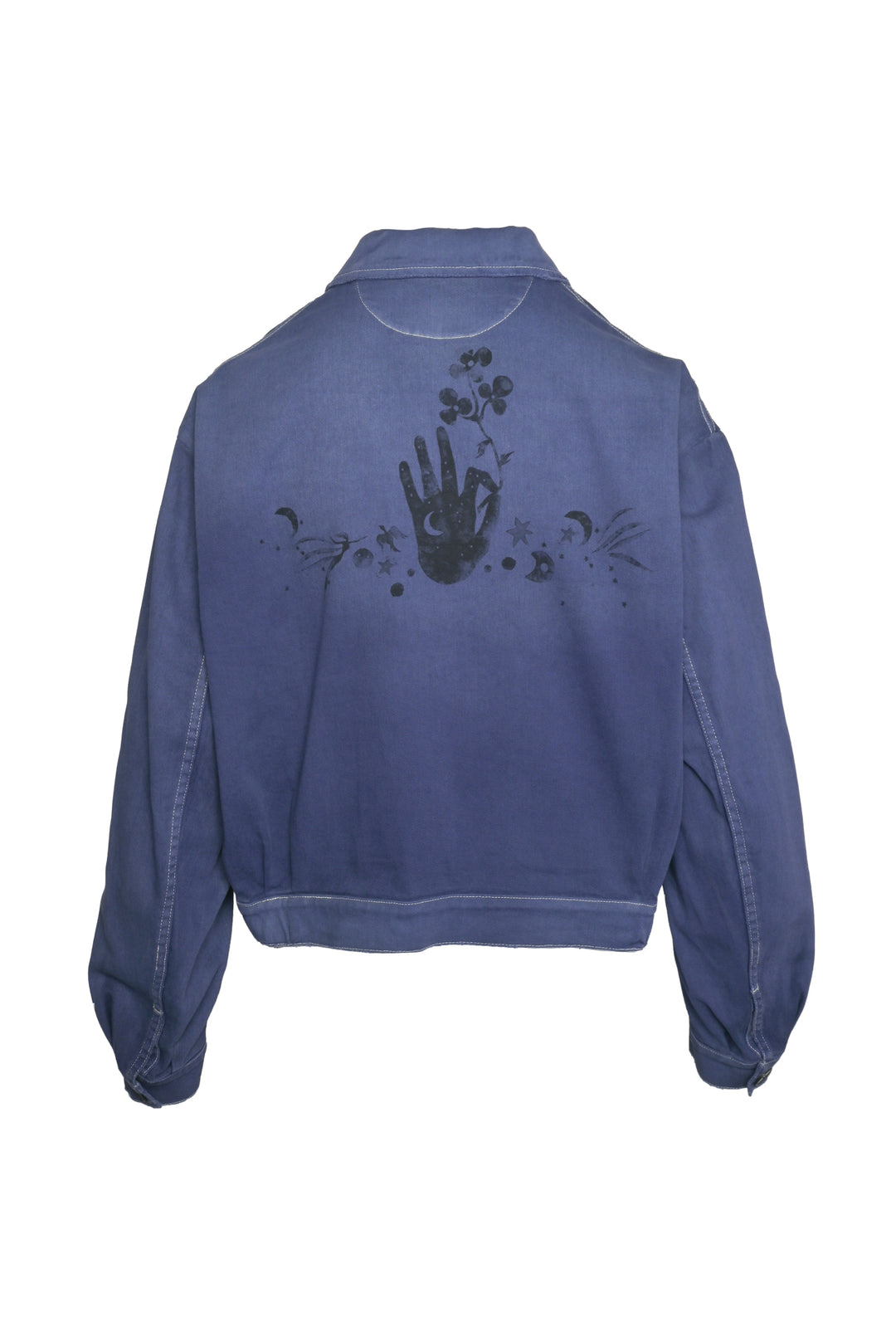 Dior Size 4 Distressed Back Graphic Cropped Cotton Jacket