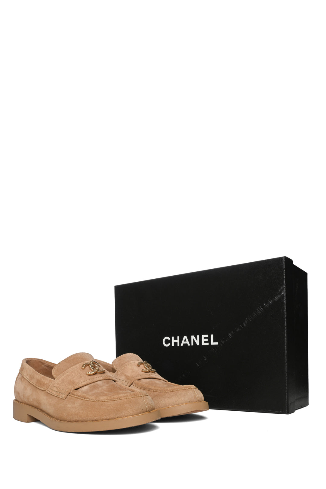 Chanel Size 35.5 Suede CC Loafers