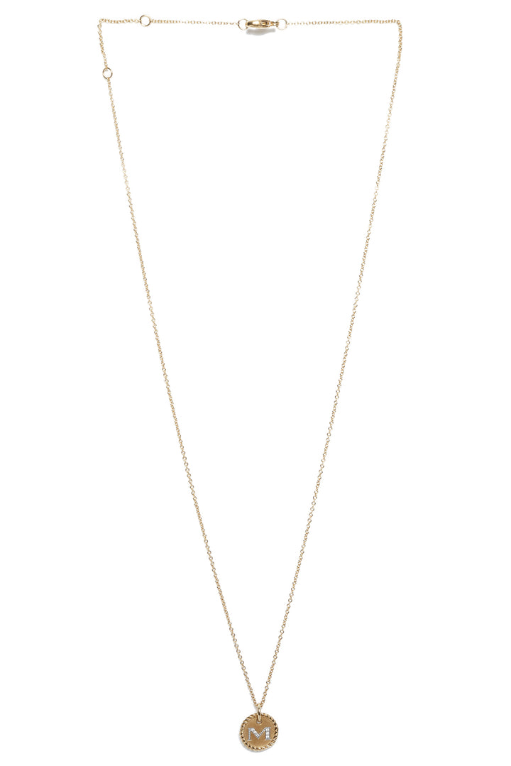 David Yurman 18K Yellow Gold with Diamond M Necklace