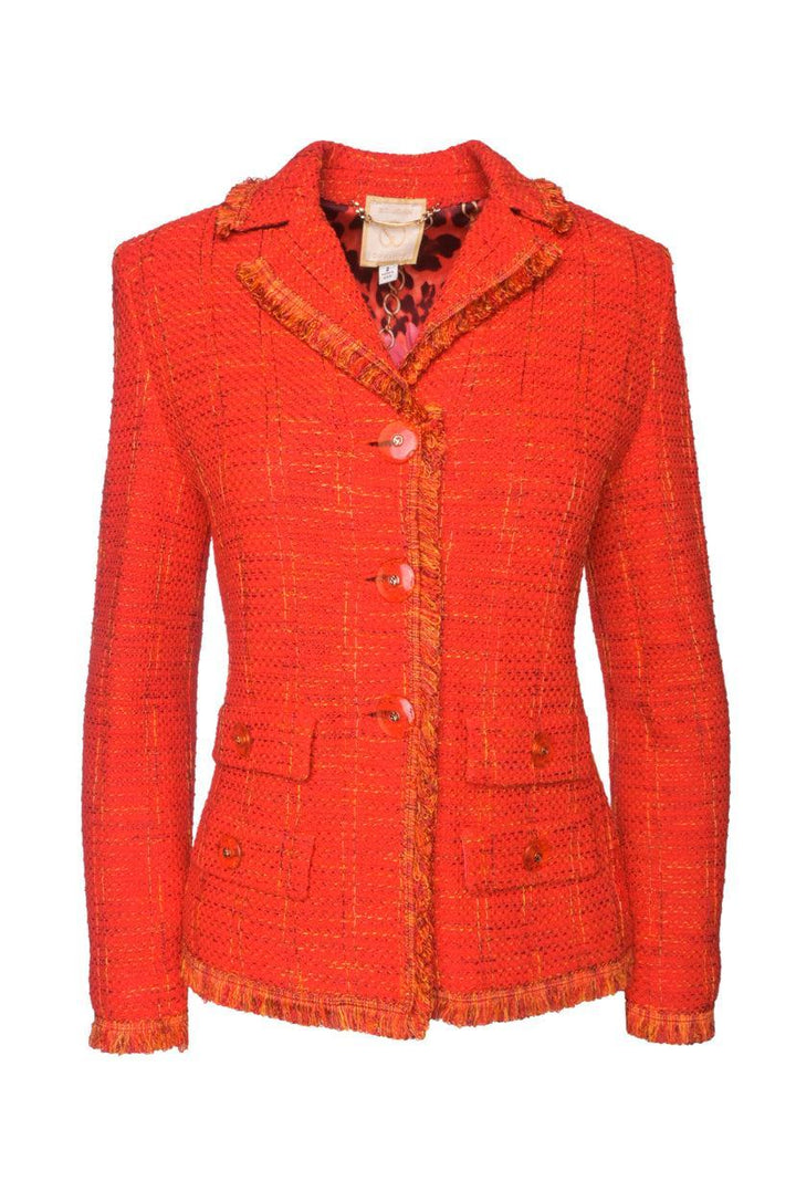 St. John Size 2 Fringed Tweed Blazer