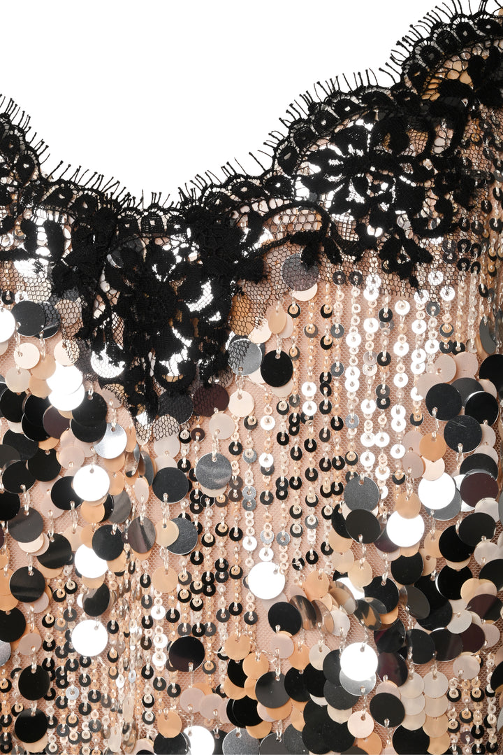 Ermanno Firenze Size M Sequin Lace Mini Dress