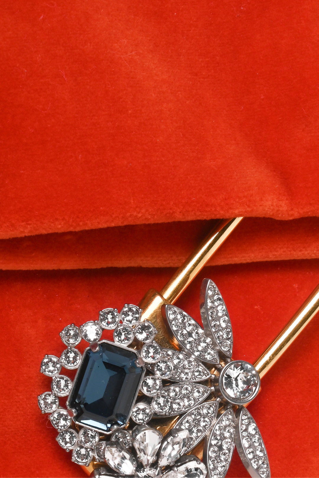Burberry Embellished Safety Pin Foldover Velvet Clutch