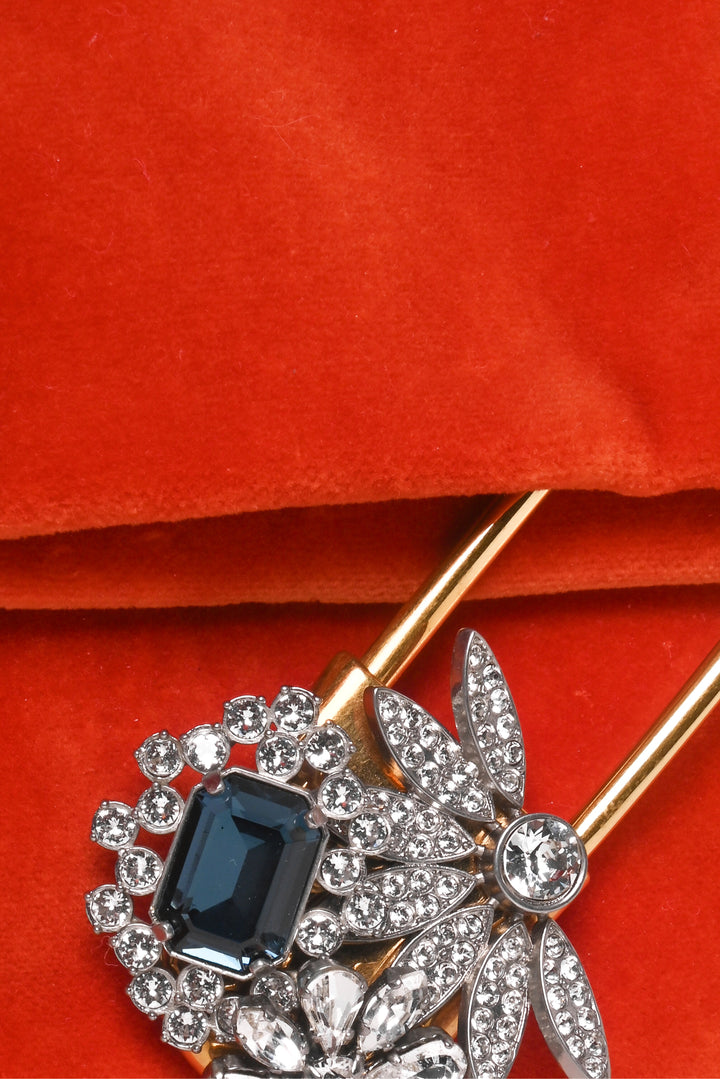 Burberry Embellished Safety Pin Foldover Velvet Clutch
