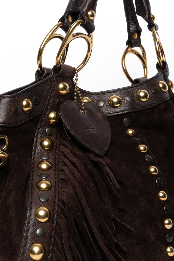 Gucci Studded Fringe Babouska Hobo