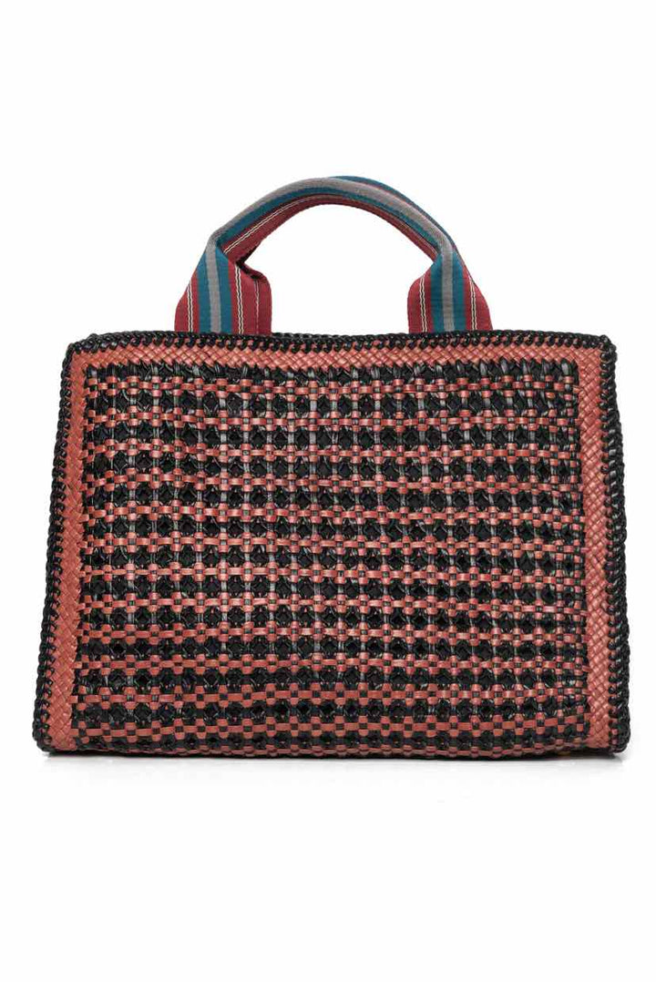 Prada Convertible Open Tote Madras Woven Leather Tote