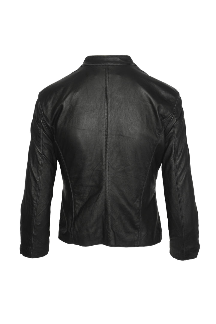 R13 Size M Cafe Racer Cropped Distressed Leather Jacket